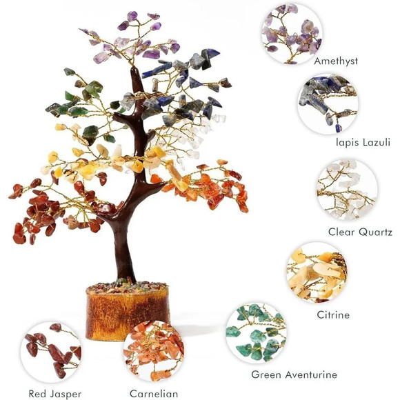 Handcrafted Chakra Crystal Tree, Healing Chakra Tree with Tumbled Gemstones - Picture 4 of 9